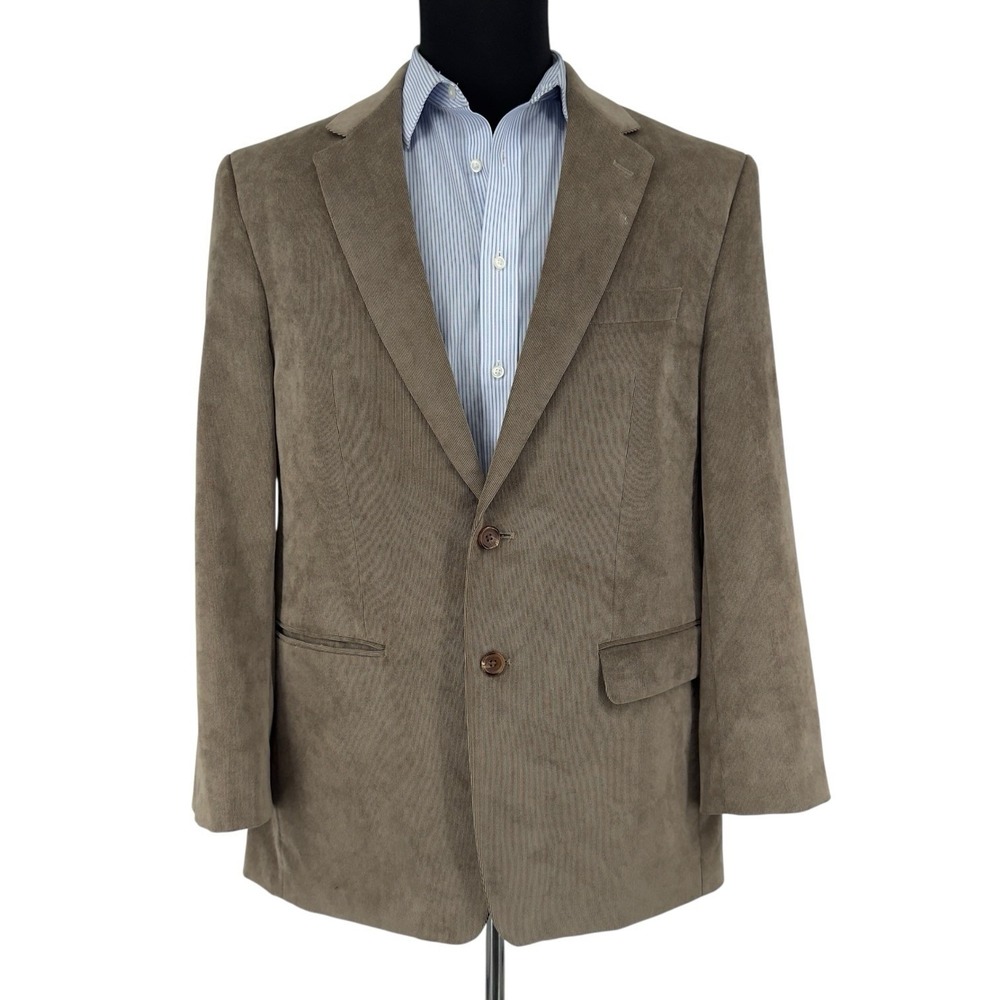 Lauren Ralph Lauren Mens Corduroy Blazer Jacket 40R Tan Paisley Lining 2-Button